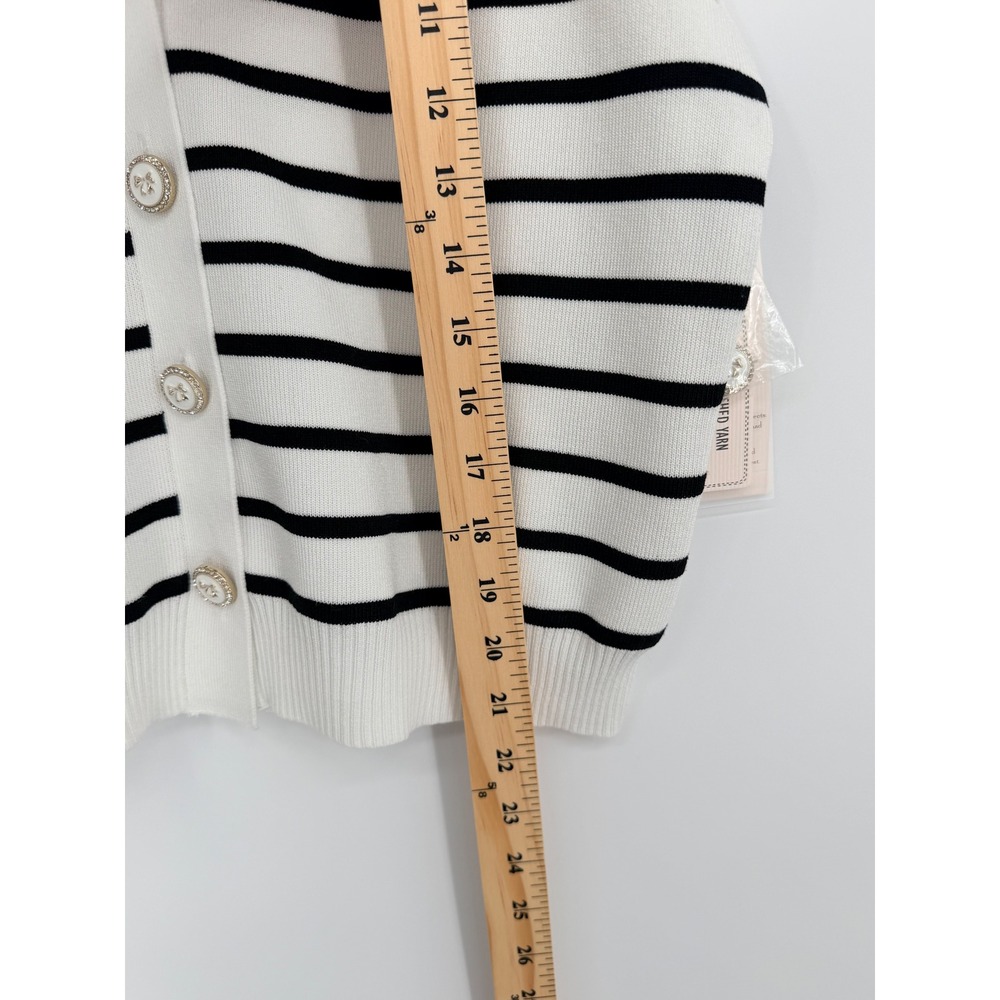 Nanette Lepore Striped Sweater Vest White Black Button Front V-Neck NWT - Picture 4 of 12